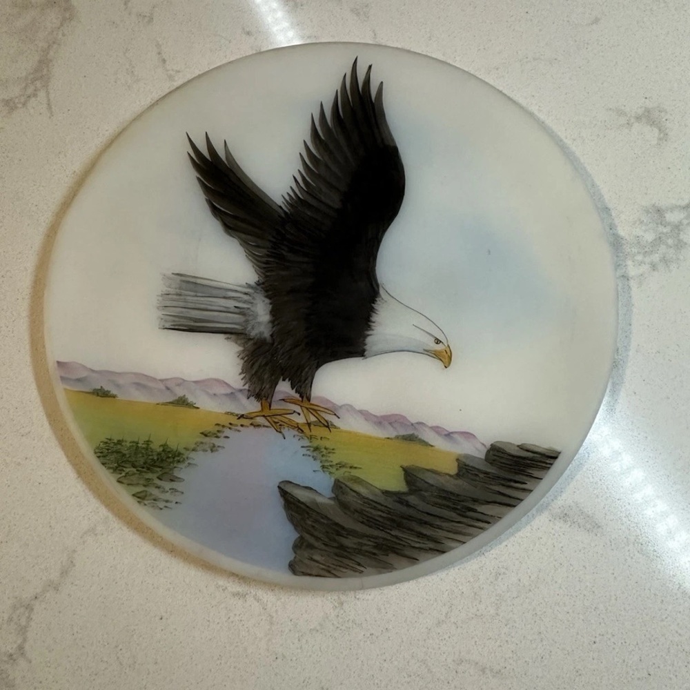 Fenton Art Glass Hand Signed Painted LE 603/1250 RARE Majestic Eagle Flight 1984